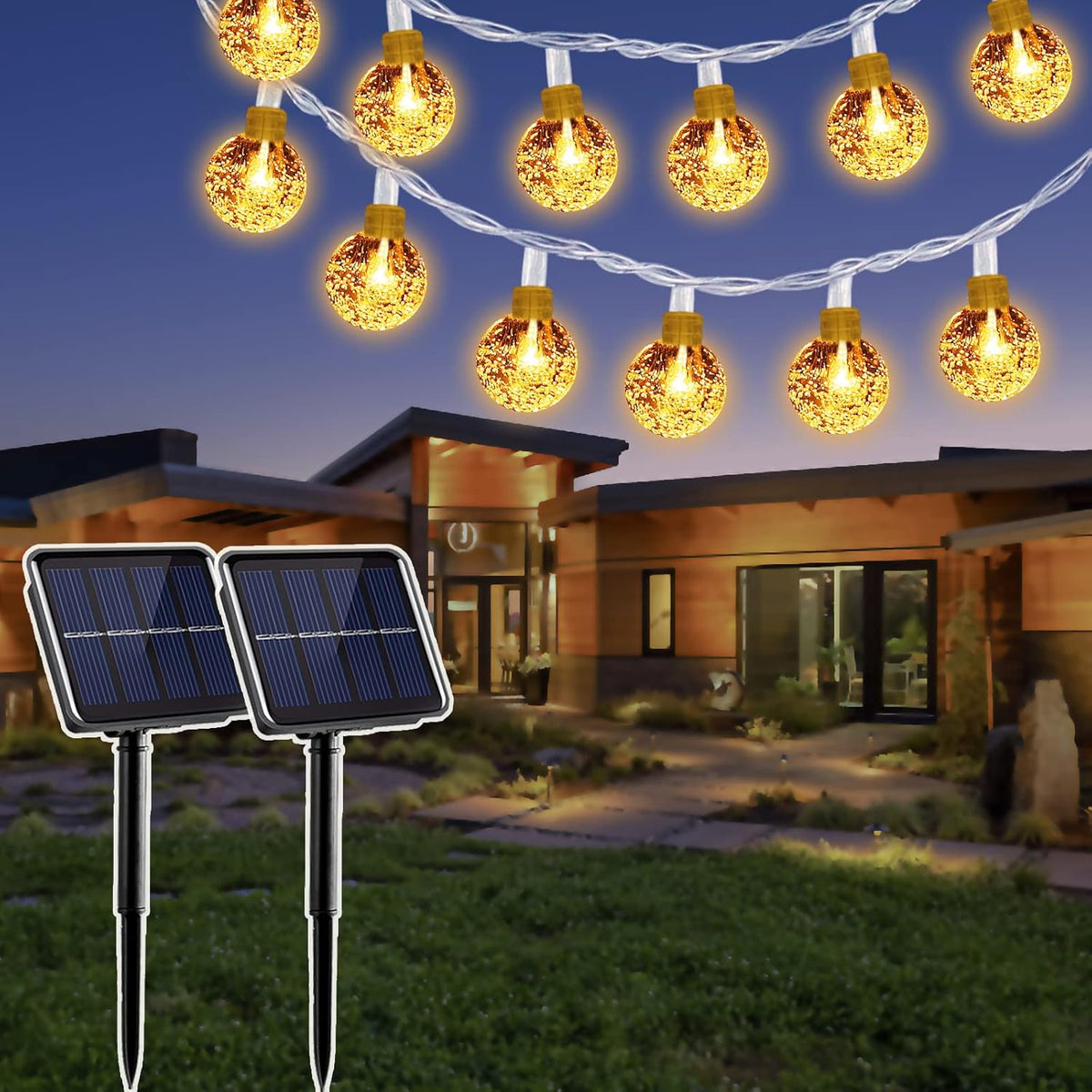 2 Pack 22Ft 40 Led Waterproof Outdoor Fairy Lights with 8 Modes R880