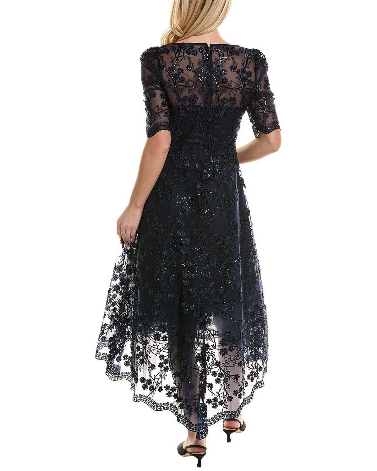 Embroidered Lace Midi Dress, 16, Blue G830770