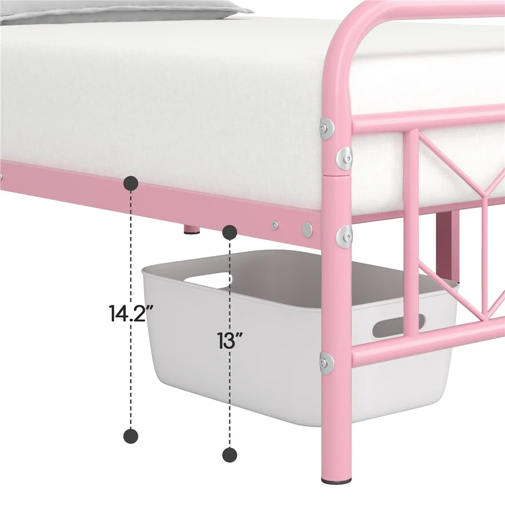 Pink Twin XL Metal Platform Bed I21145