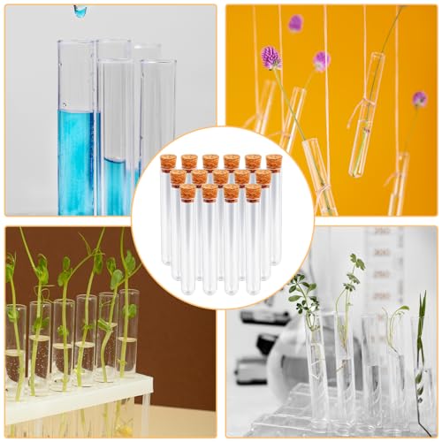 15 PCS 15ml Clear Plastic Test Tubes with Cork Stoppers L290