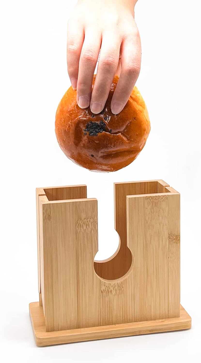 Bamboo Bagel Slicer with Anti-Slip Silicone Base E5733