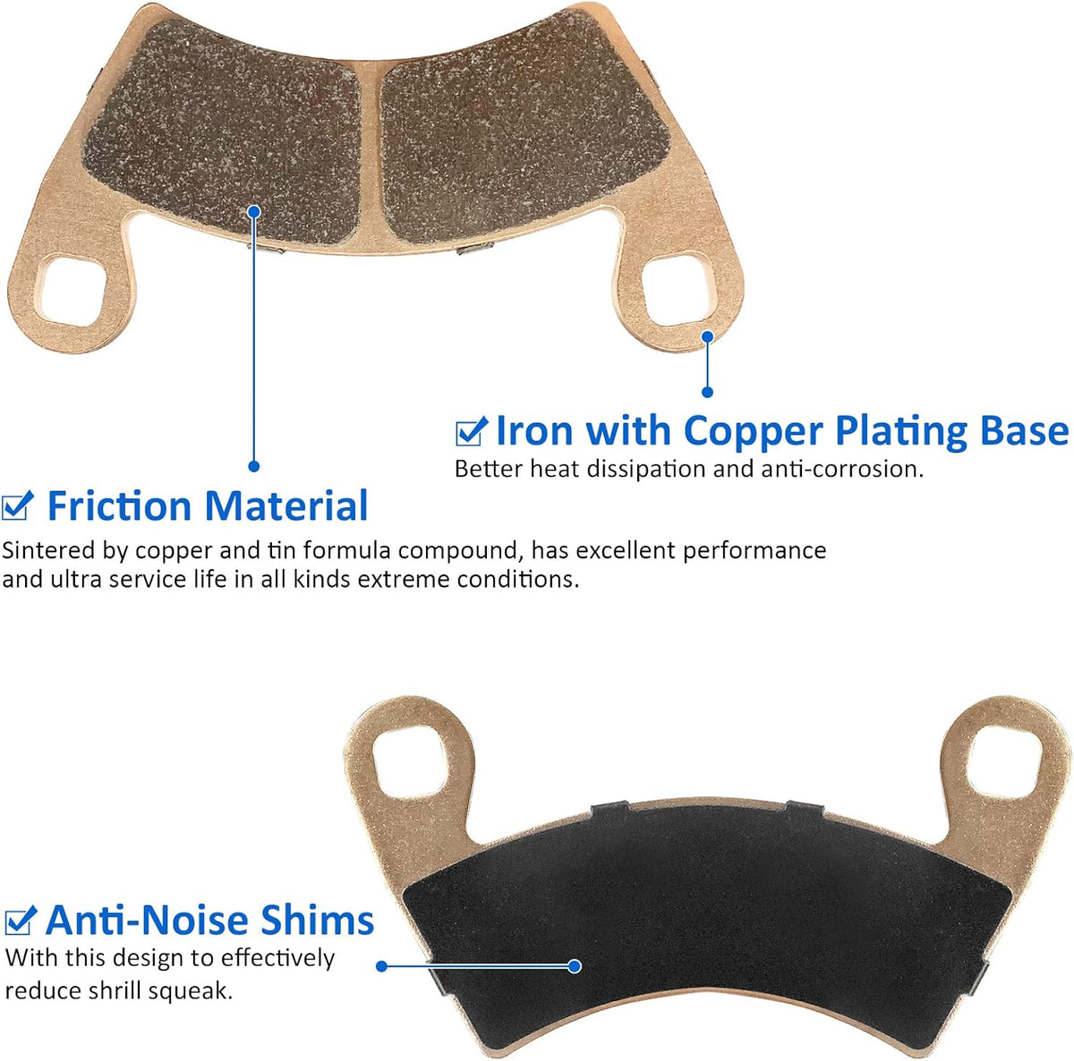 Left & Right Rear Brake Calipers & Pads Sintered for Polaris RZR XP 1000 RS1 Ranger-Crew-900 B894