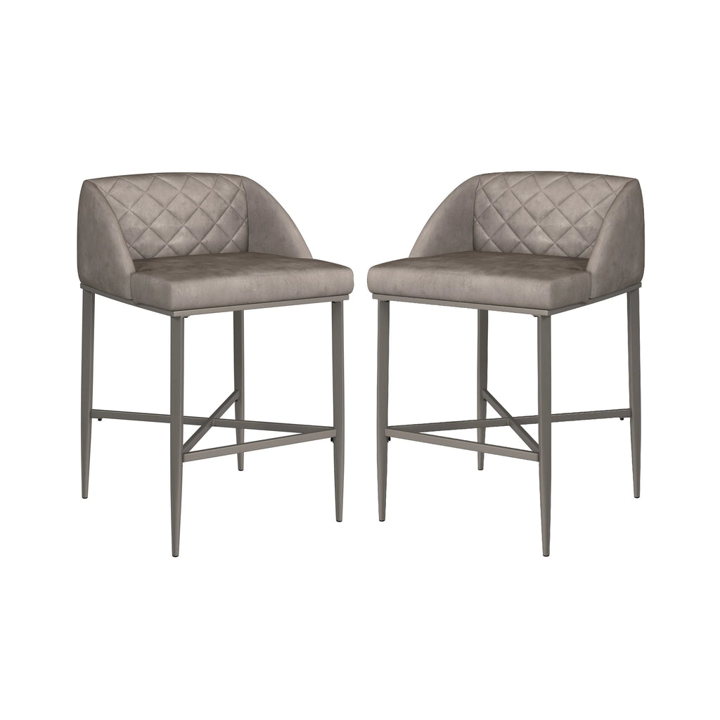 Pewter Metal Counter Height Stool Set of 2 F18037