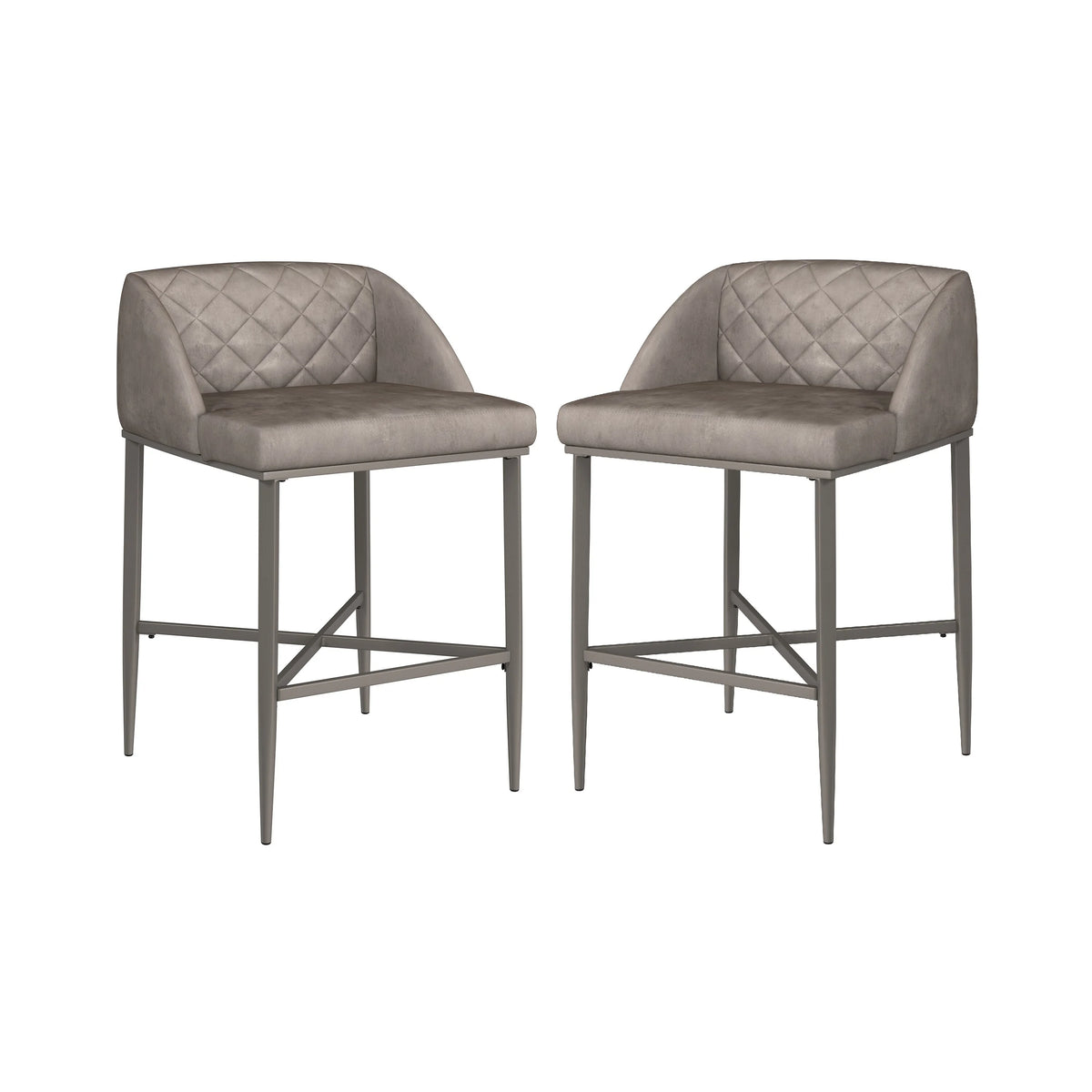 Pewter Metal Counter Height Stool Set of 2 F18037