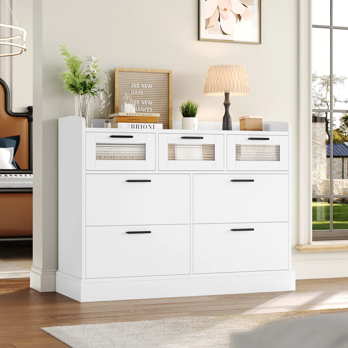 White 7 Drawer Wood Dresser I69267