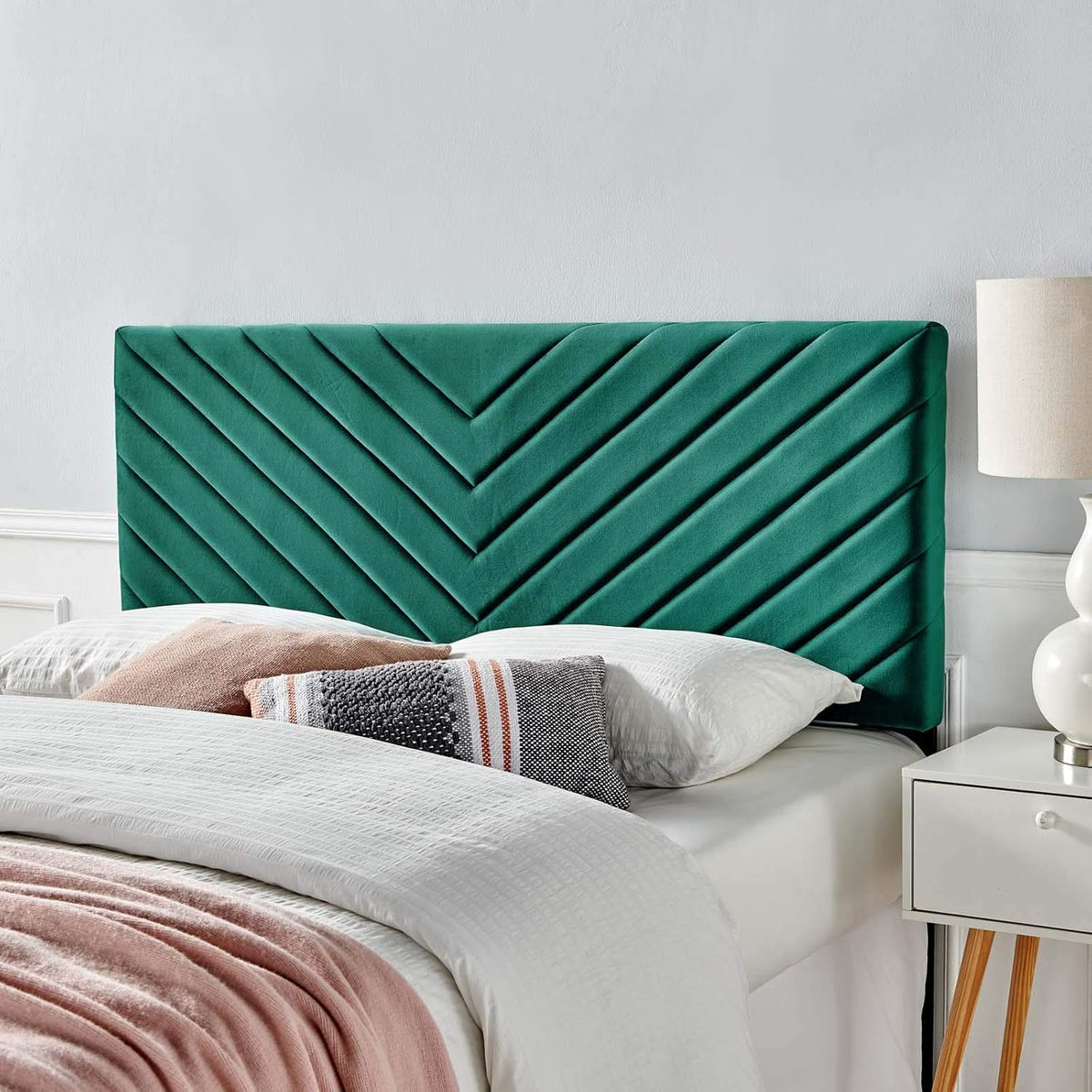 Teal Performance Velvet California King Headboard Q57723