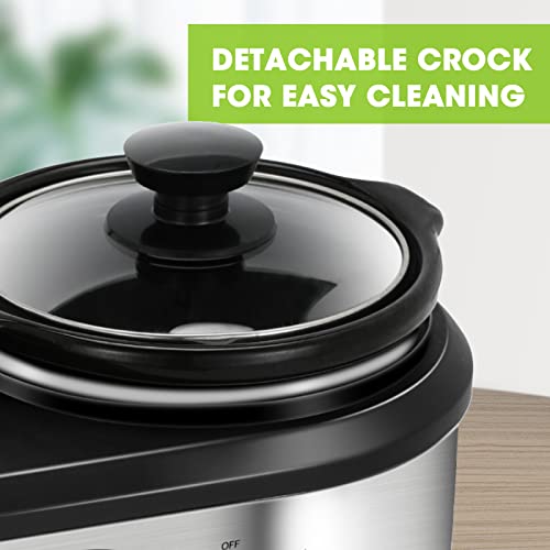 Double Slow Cooker with 2 X 1.25QT Ceramic Pots and Glass Lid L7959