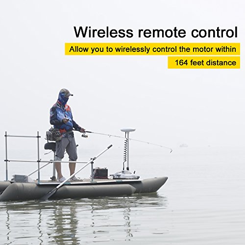 White 12V 55LBS 48 inch Bow Mount Trolling Motor with Remote Control and Quick Release Bracket M2391