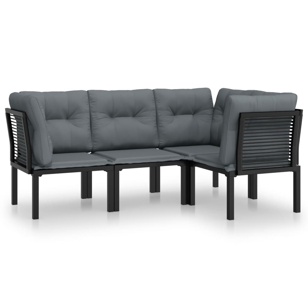 4 Piece Dark Gray Cushioned Poly Rattan Sectional Sofa Set A6226