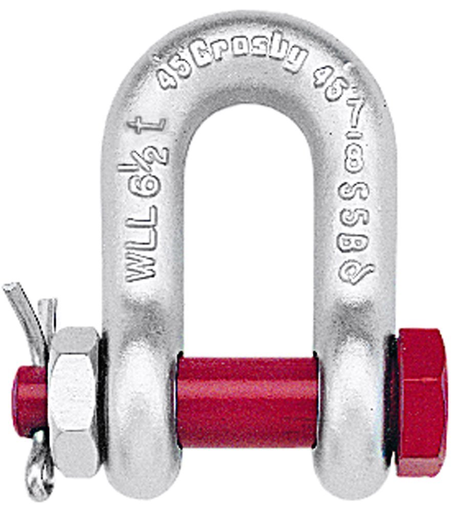 Galvanized Carbon Steel Bolt Type Chain Shackle, 8-1/2 Ton Working Load Limit, 1" Size X194299