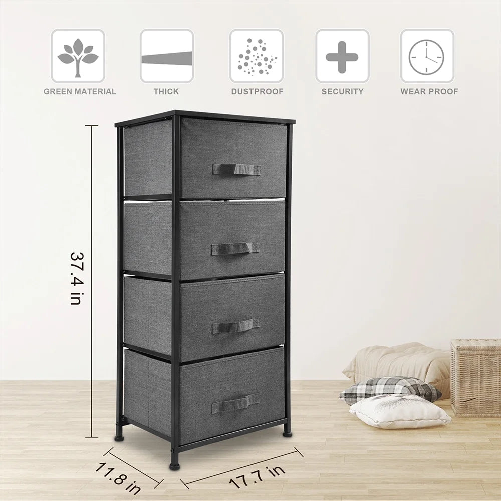 Dark Grey 4 Drawer Fabric Dresser Z5455