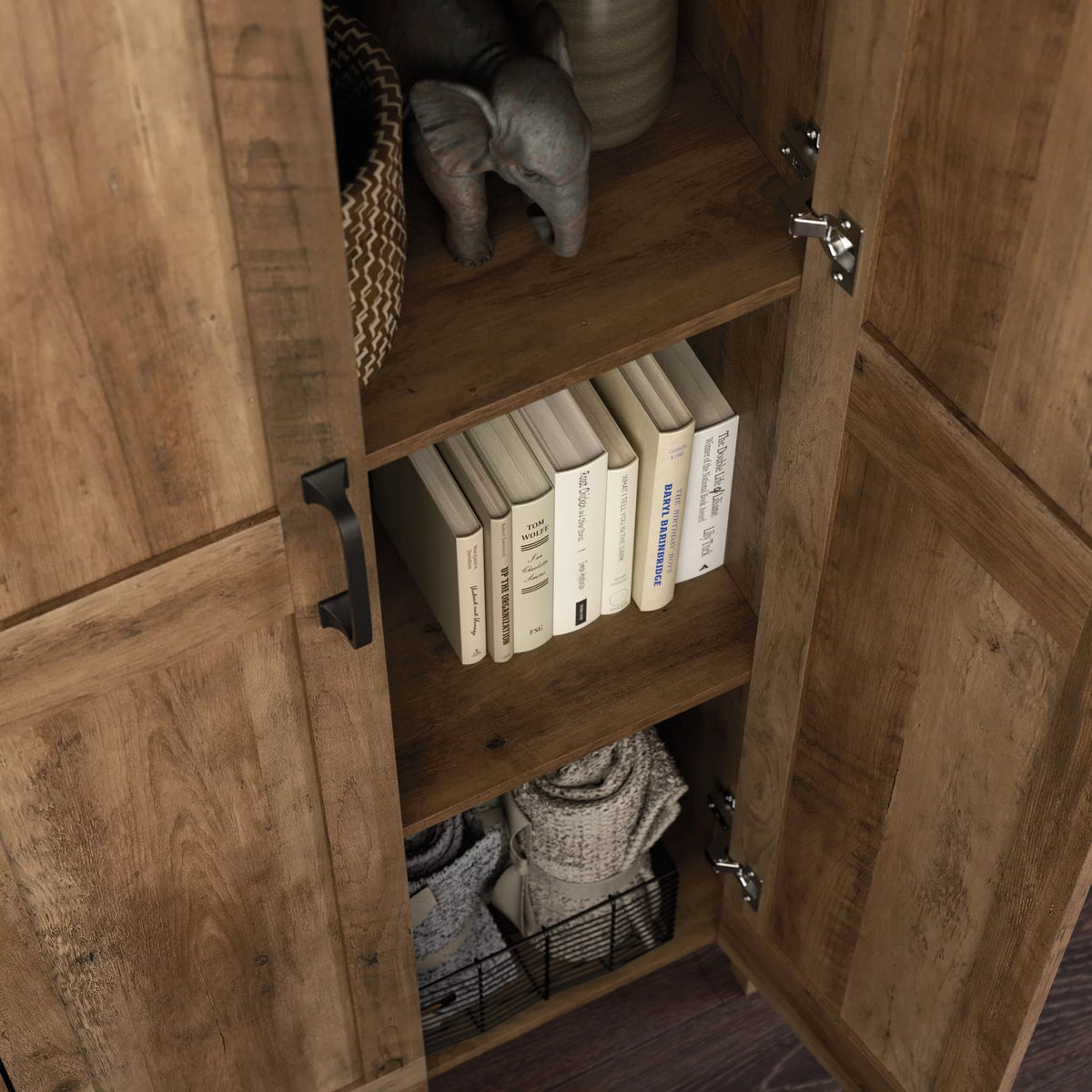 Rural Pine Finish Two-Door Storage Cabinet Q404