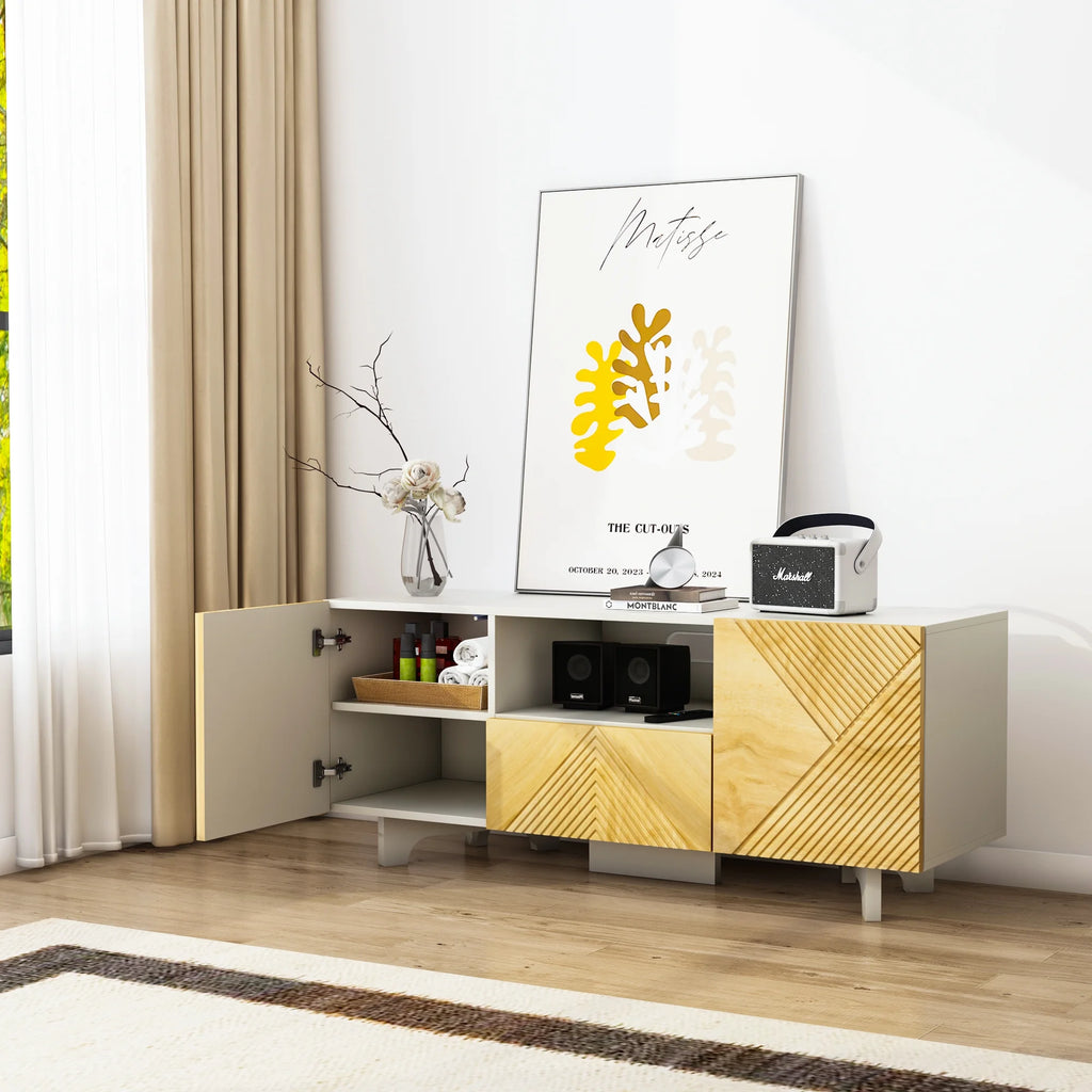 Mid Century Modern TV Stand with Power Outlets Q475