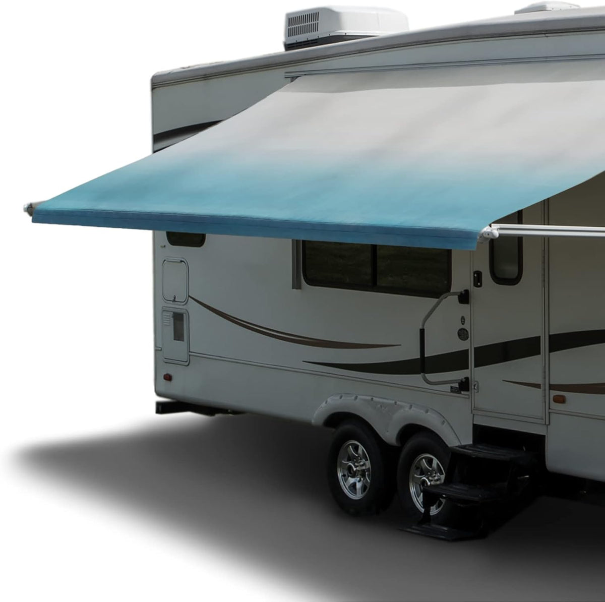 Blue Heat Sealed RV Awning Fabric Replacement 15 Foot Camper Awning L27022