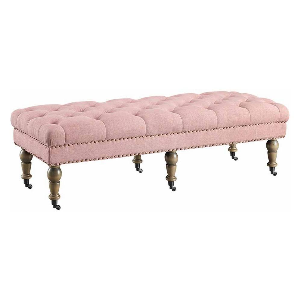 Pink Tufted Ottoman Bench X472101