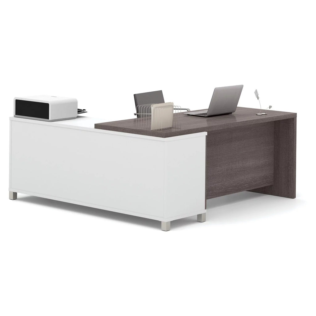 L-Desk in White and Bark Grey B297200