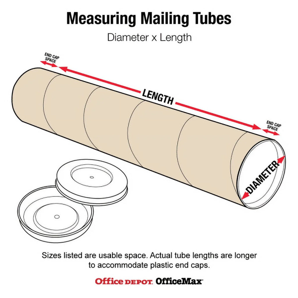 Mailing Tubes with Caps 2" x 22" Kraft 50/Case R17953