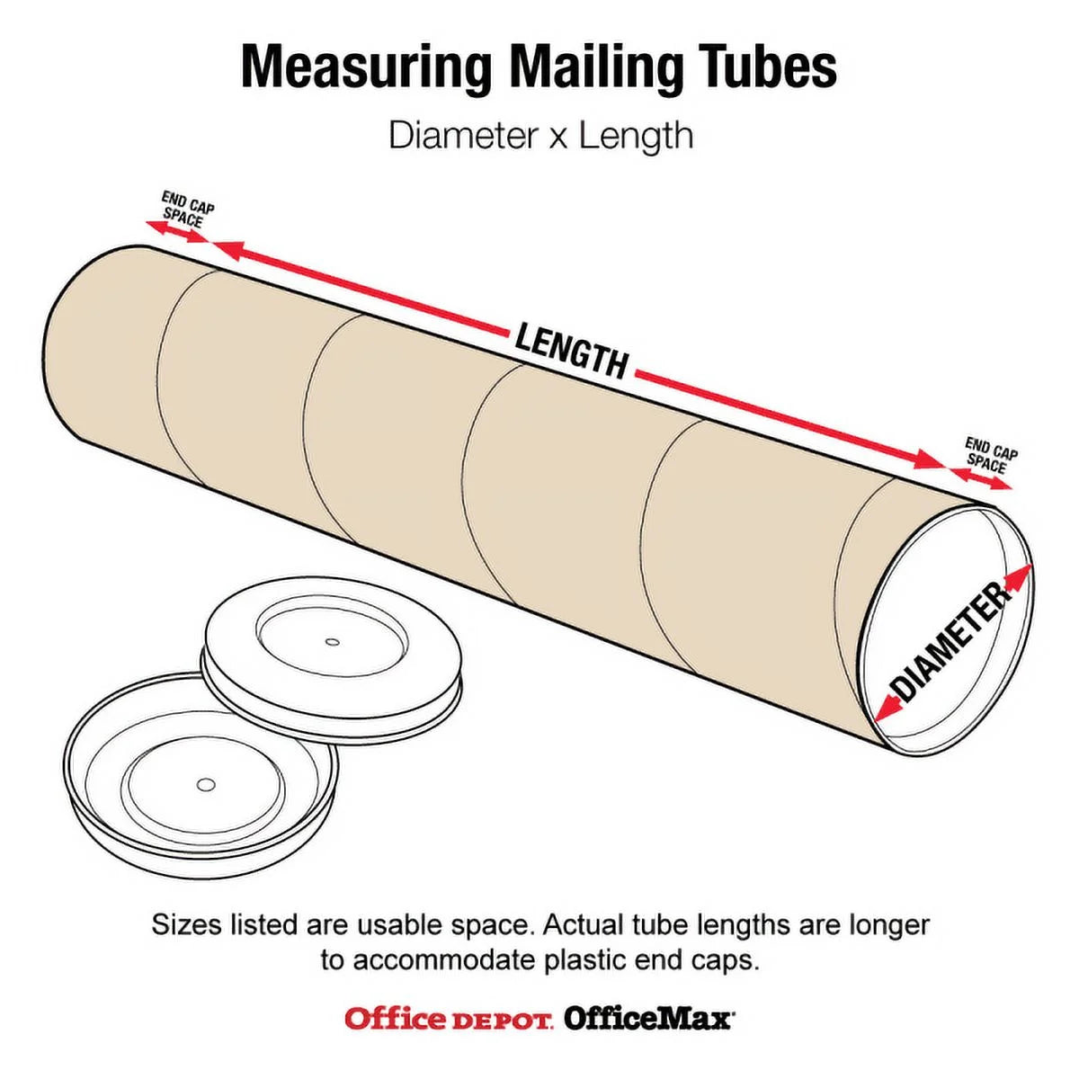 Mailing Tubes with Caps 2" x 22" Kraft 50/Case R17953
