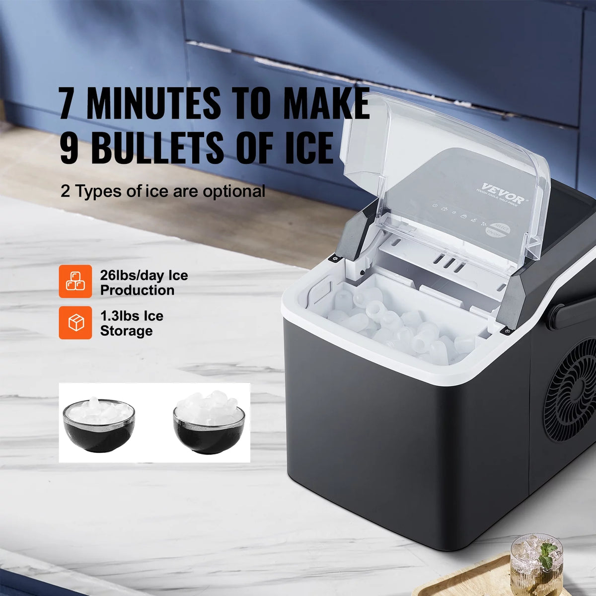 Portable Countertop Ice Maker with Scoop Basket F593487