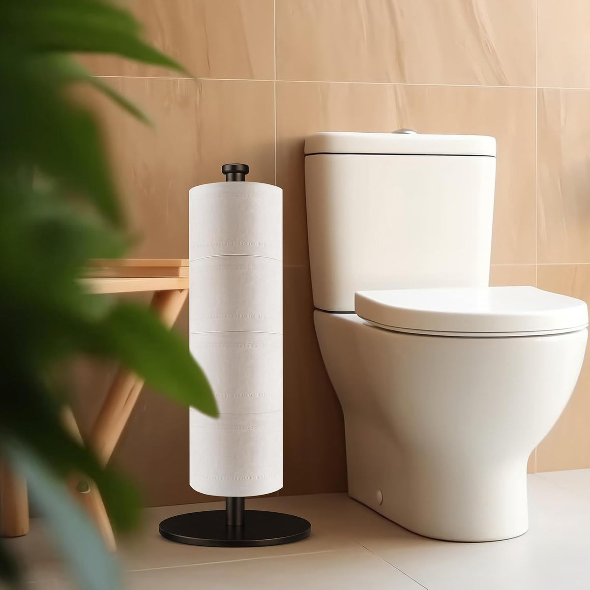 Solid Weighted Non-Slip Toilet Paper Holder Stand K4915