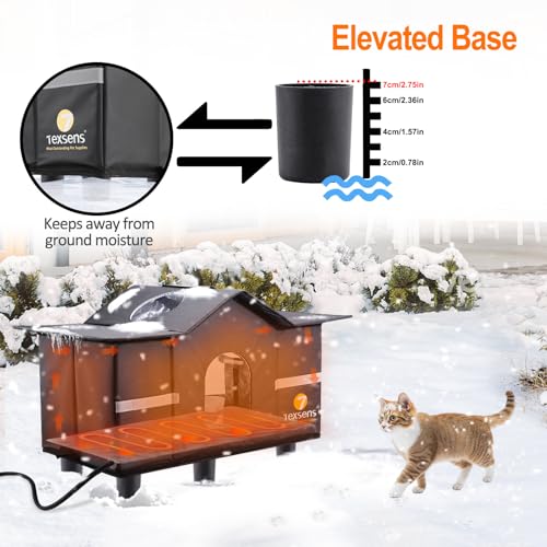Weatherproof Large Cat Shelter with Roof Window and Cozy Cushion V225301