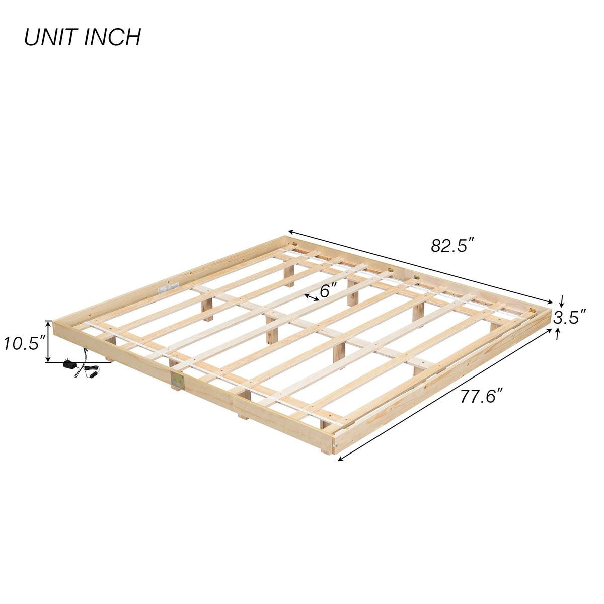 White Full Size Floating Bed Frame with LED Lights J375574