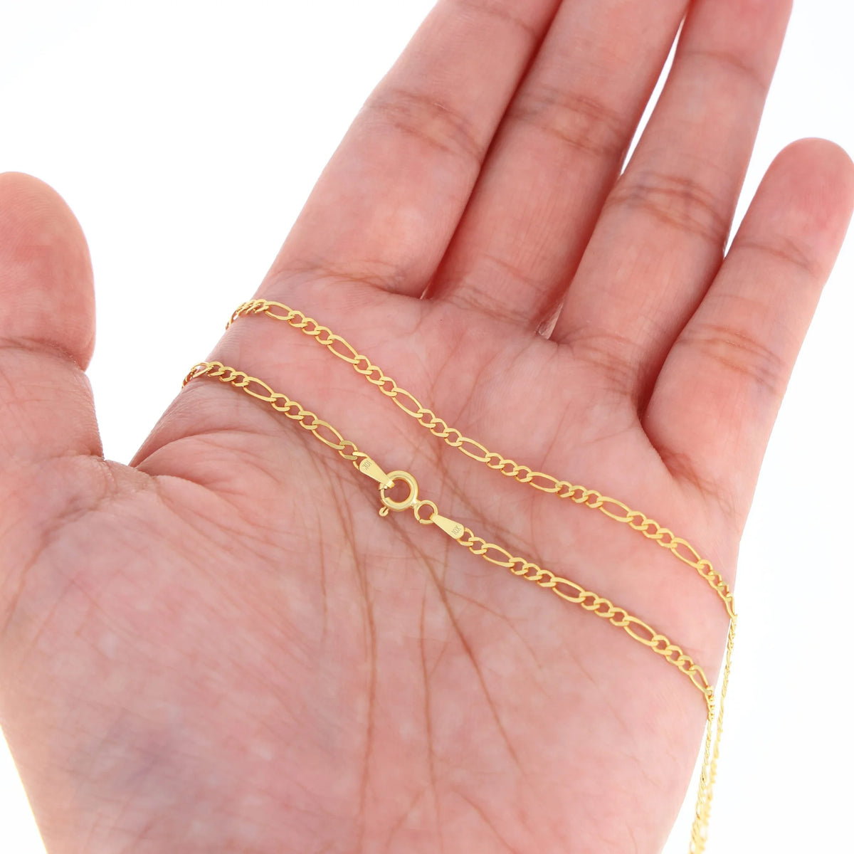 10k Yellow Gold Solid Figaro Chain Link Pendant Necklace 16" - 24" T303959