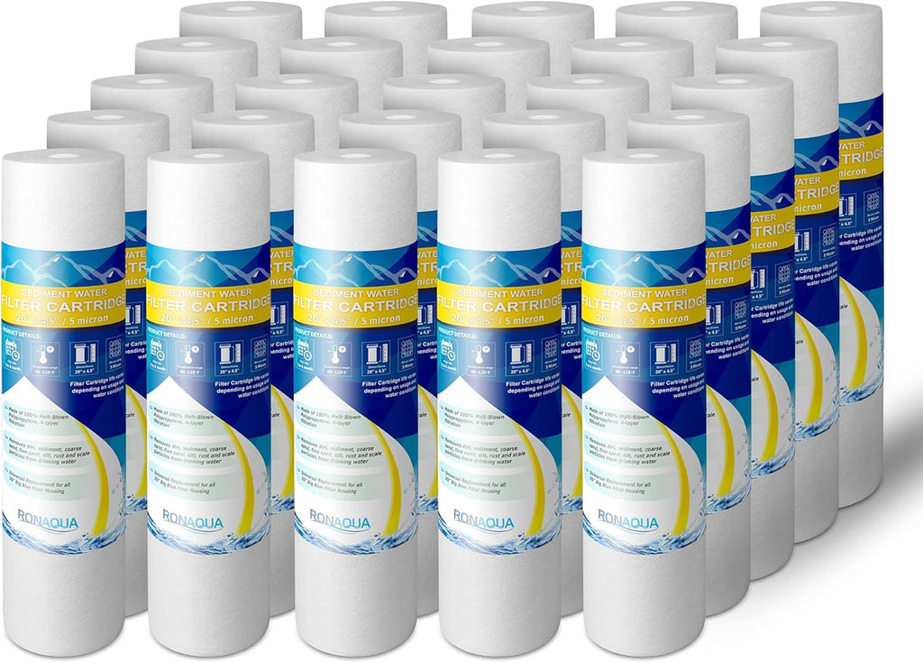 10 Pack 5 Micron 4.5" x 20 Sediment Replacement Water Filter Cartridges Q46841