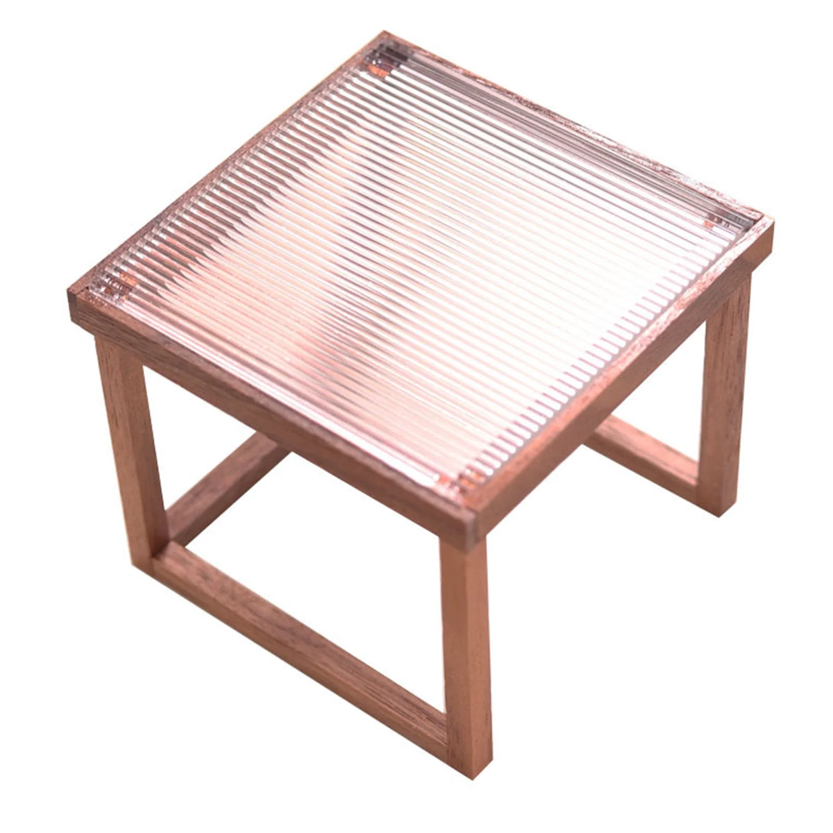 Mini Table Acrylic Black Walnut Wood for 1/12 Doll House J967