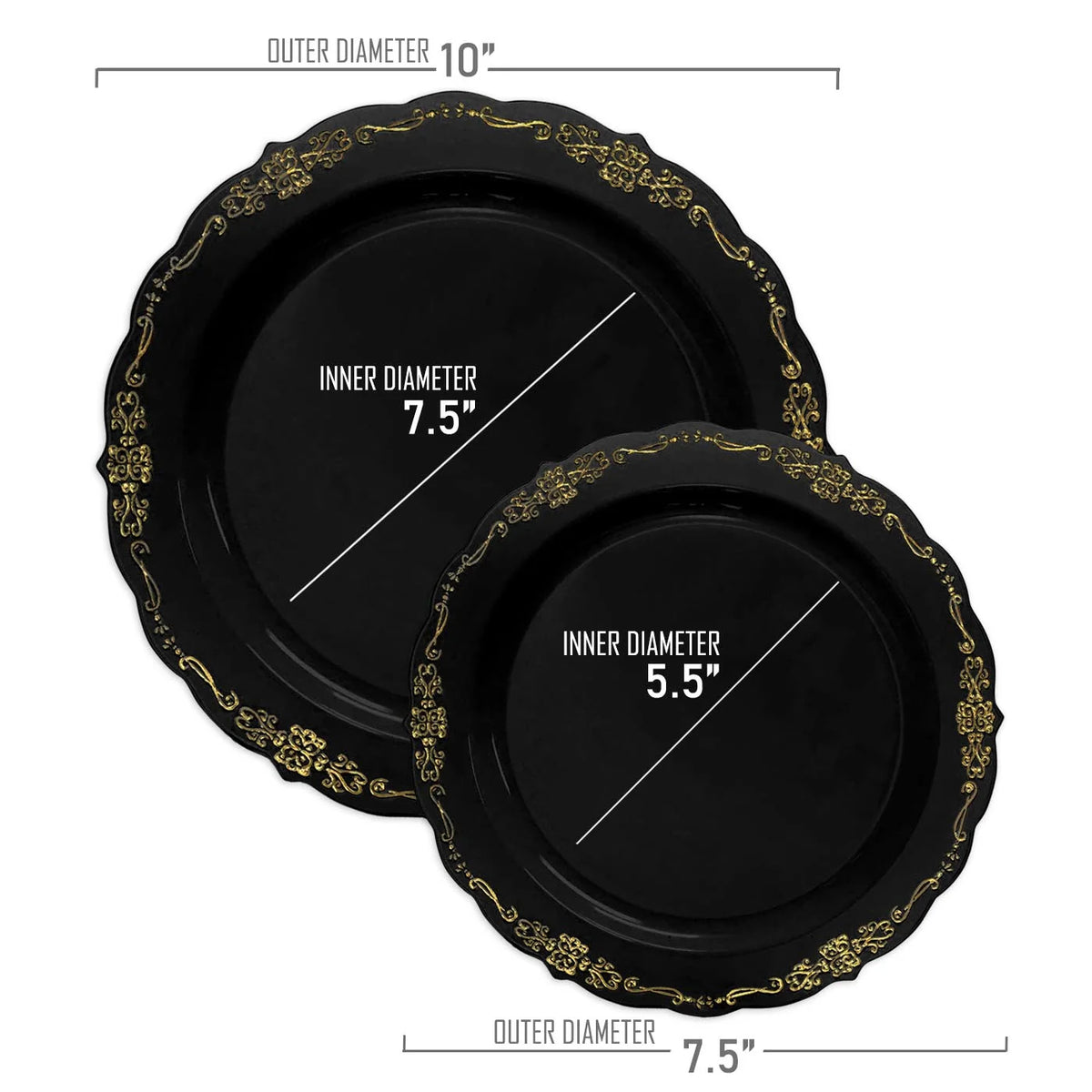 Black Gold Disposable Plastic Wedding Value Set (60 Guests) P845