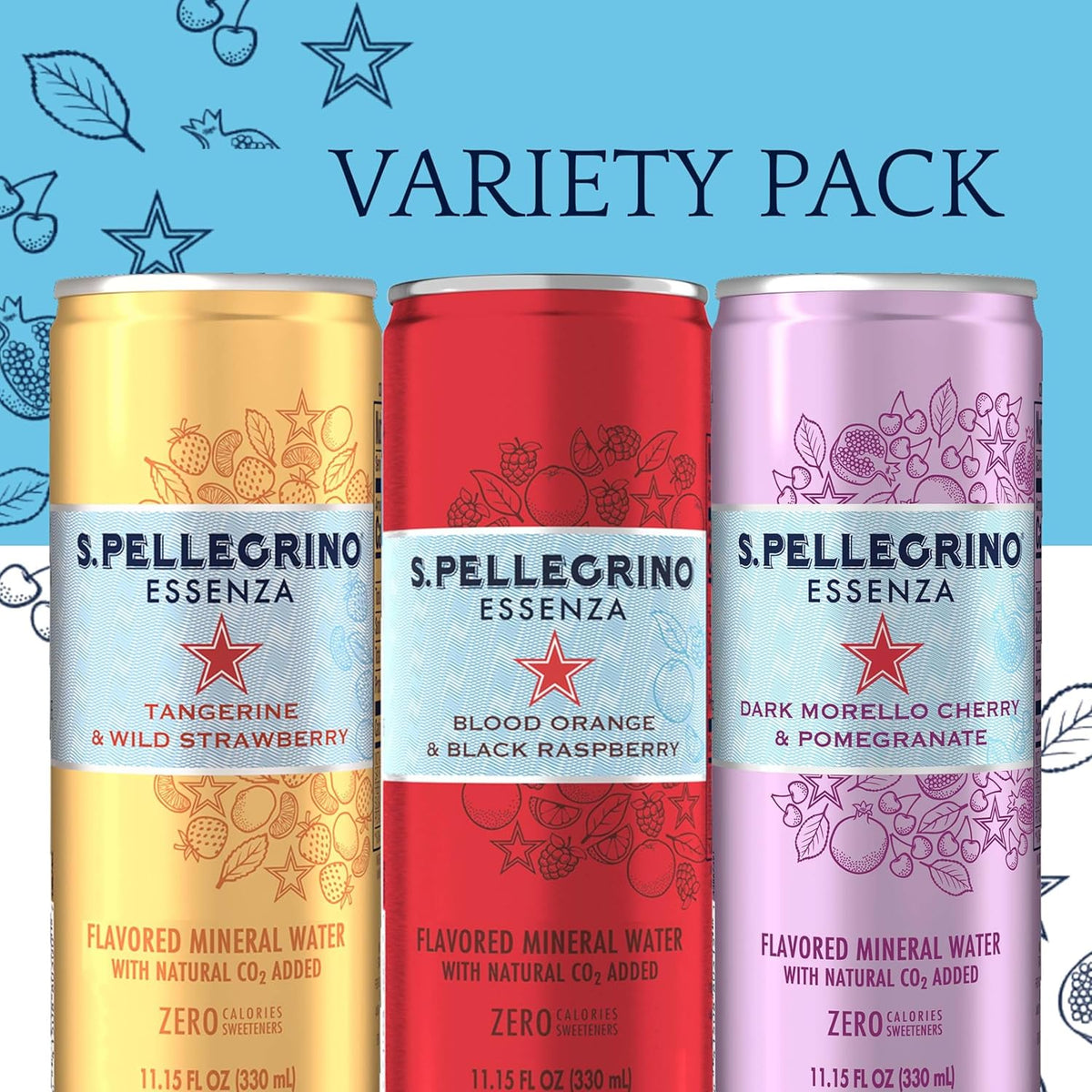 Variety Pack Flavored Mineral Water, 11.15 Fl Oz, Pack of 24 Y458729