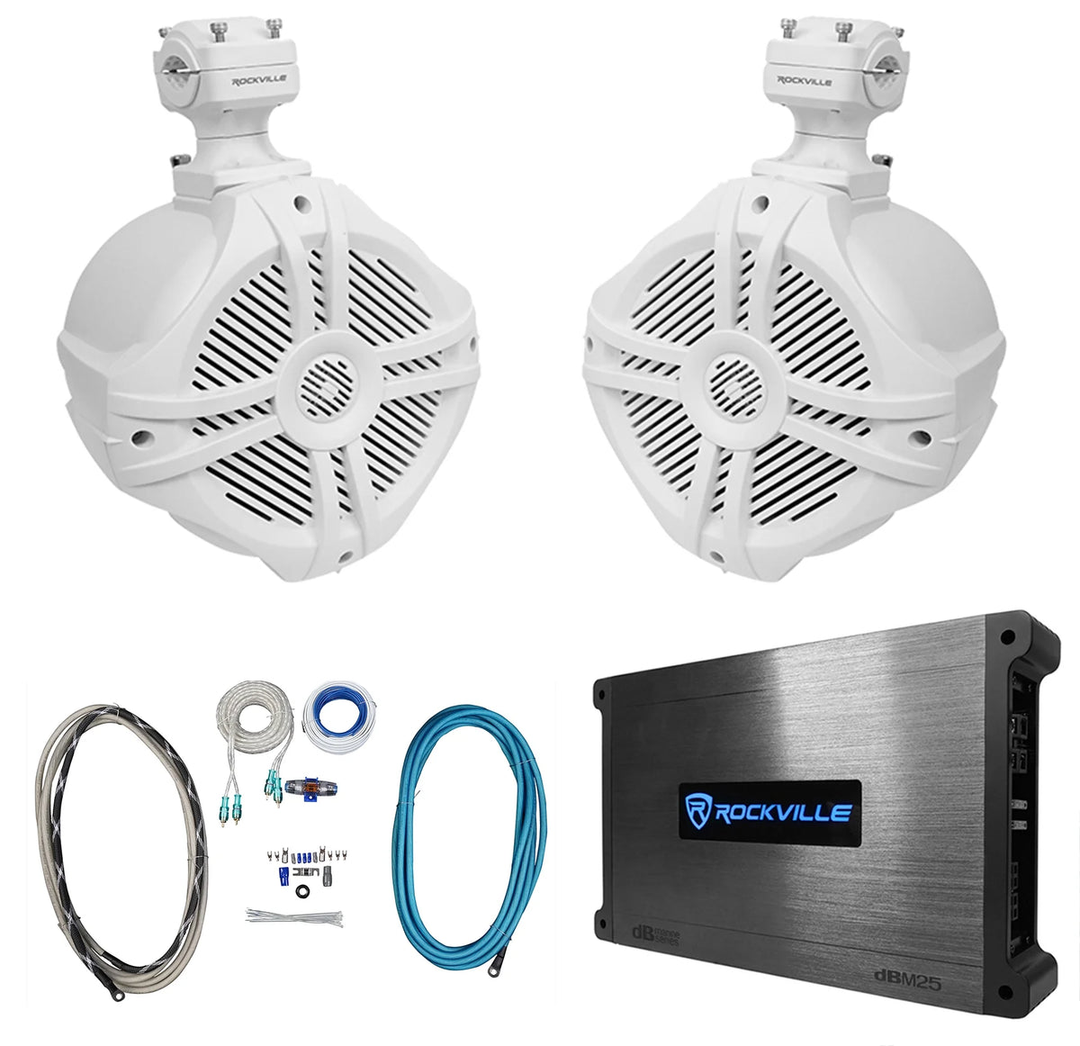 White 6.5" Marine Wakeboard Tower Speakers with Amplifier P343706