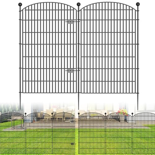 10 Panels No Dig Decorative Garden Fence 40 in x 23.6 ft Rustproof Metal Fencing L570