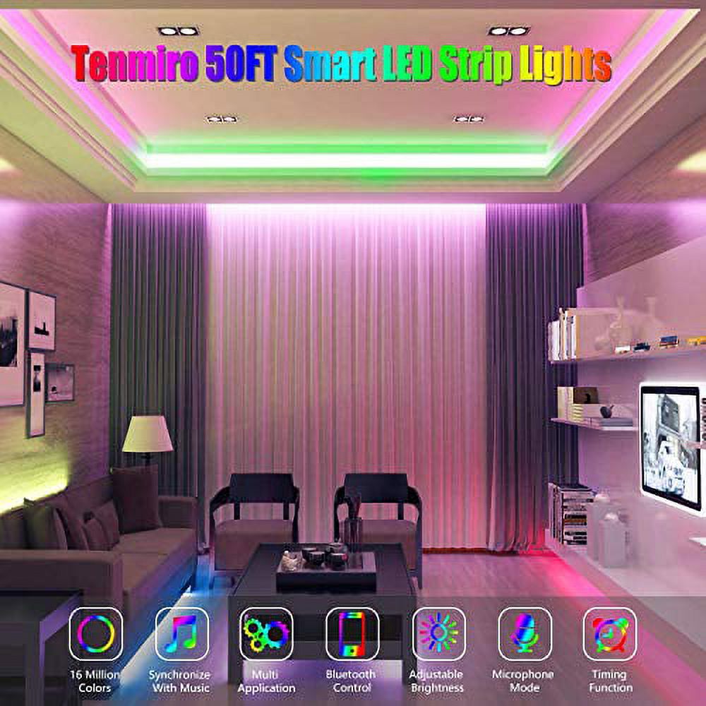 50ft Smart Color Changing LED Strip Lights with Remote N998