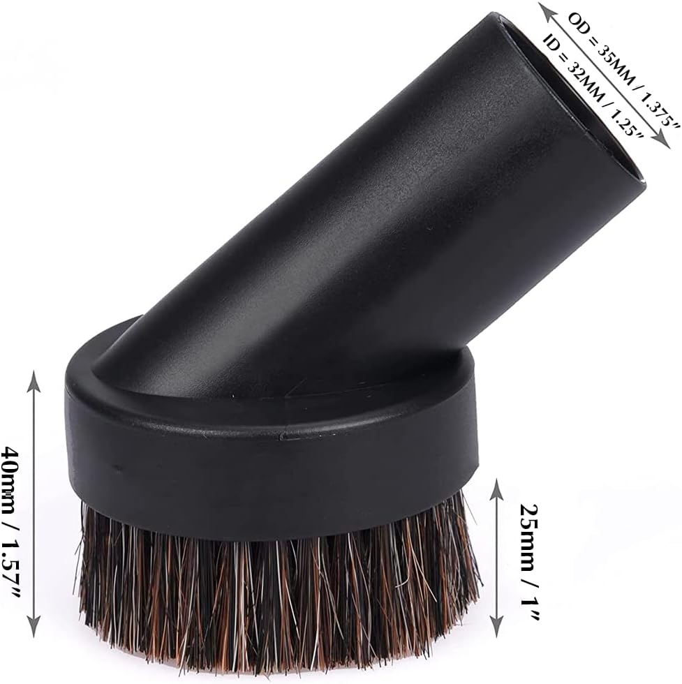 2 Pieces 25mm Horse Hair Vacuum Attachment with Universal Connector, Round Dust Brush, Hose Adapter Q4004