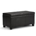 Midnight Black Faux Leather Storage Ottoman G5840
