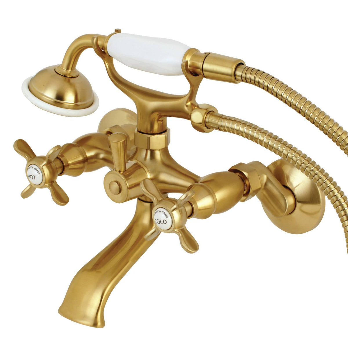 Brushed Brass Clawfoot Tub Faucet with Hand Shower I38191