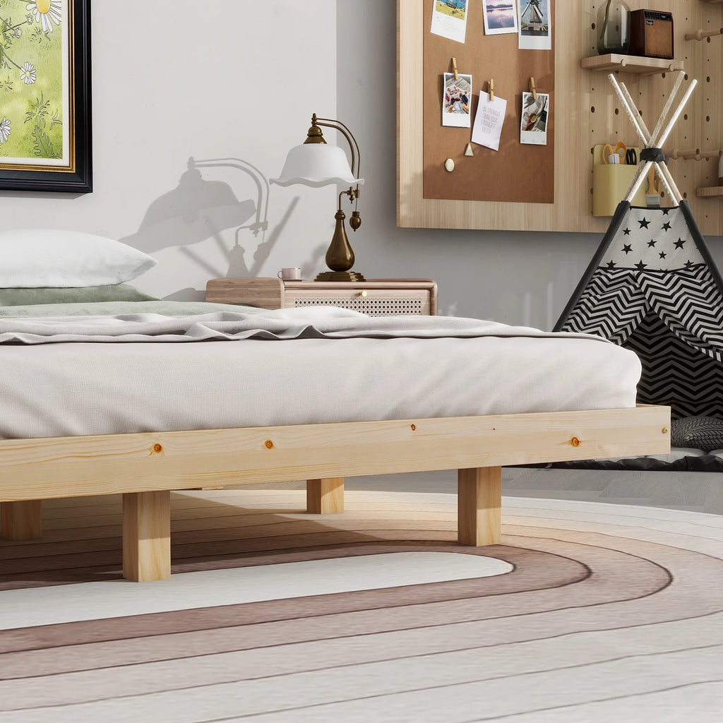 White Full Size Floating Bed Frame with LED Lights J375574
