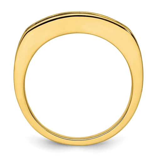 14k Yellow Gold Lab Grown Diamond Black Rhodium Men's Ring P733204