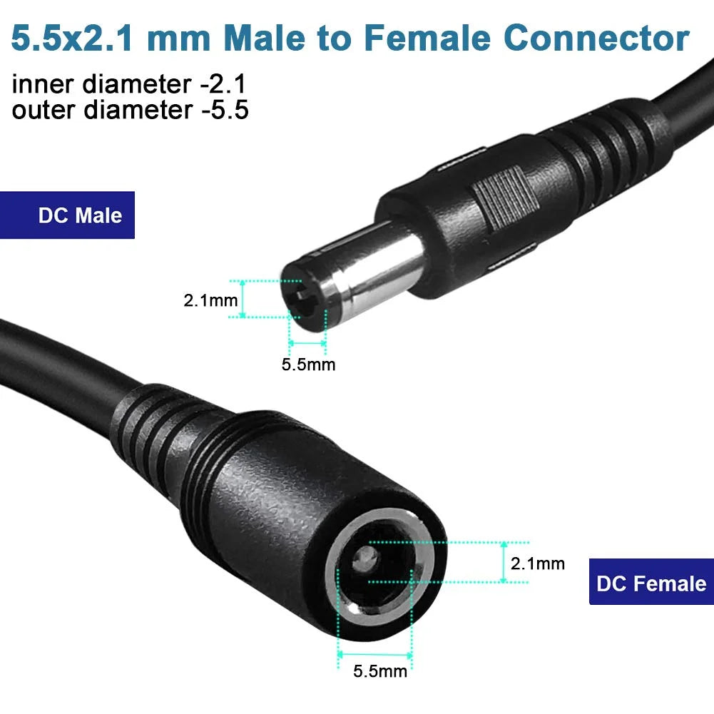 3ft DC Extension Cable 5.5mm x 2.1mm Male to Female Power Cord M395803