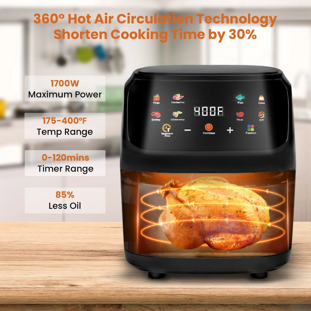 White 7.5QT 8-in-1 Digital Air Fryer Q473