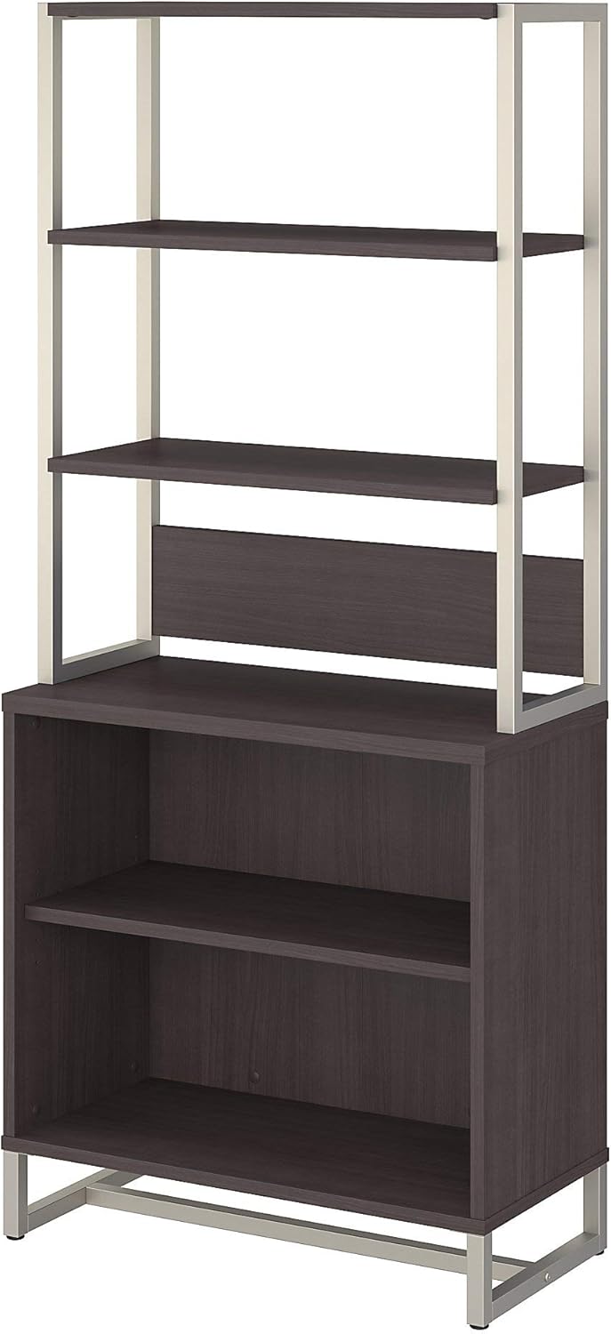 Storm Gray Bookcase with Hutch W4488