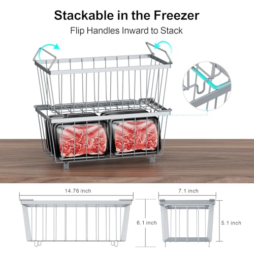 4 Pack Stackable Small Freezer Organizer Bins, White I7466