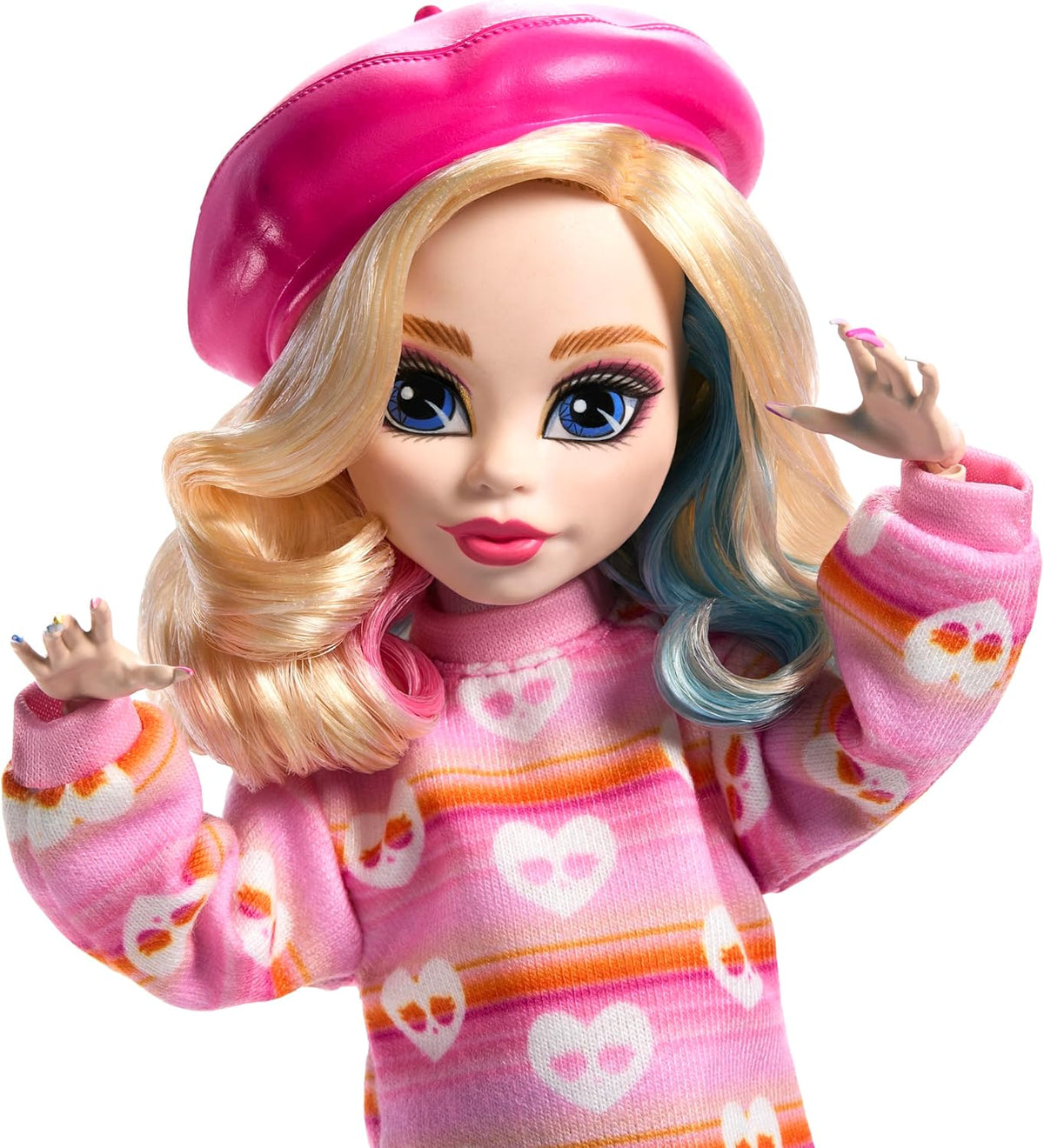 Pink Doll with Beret and Backpack L365703