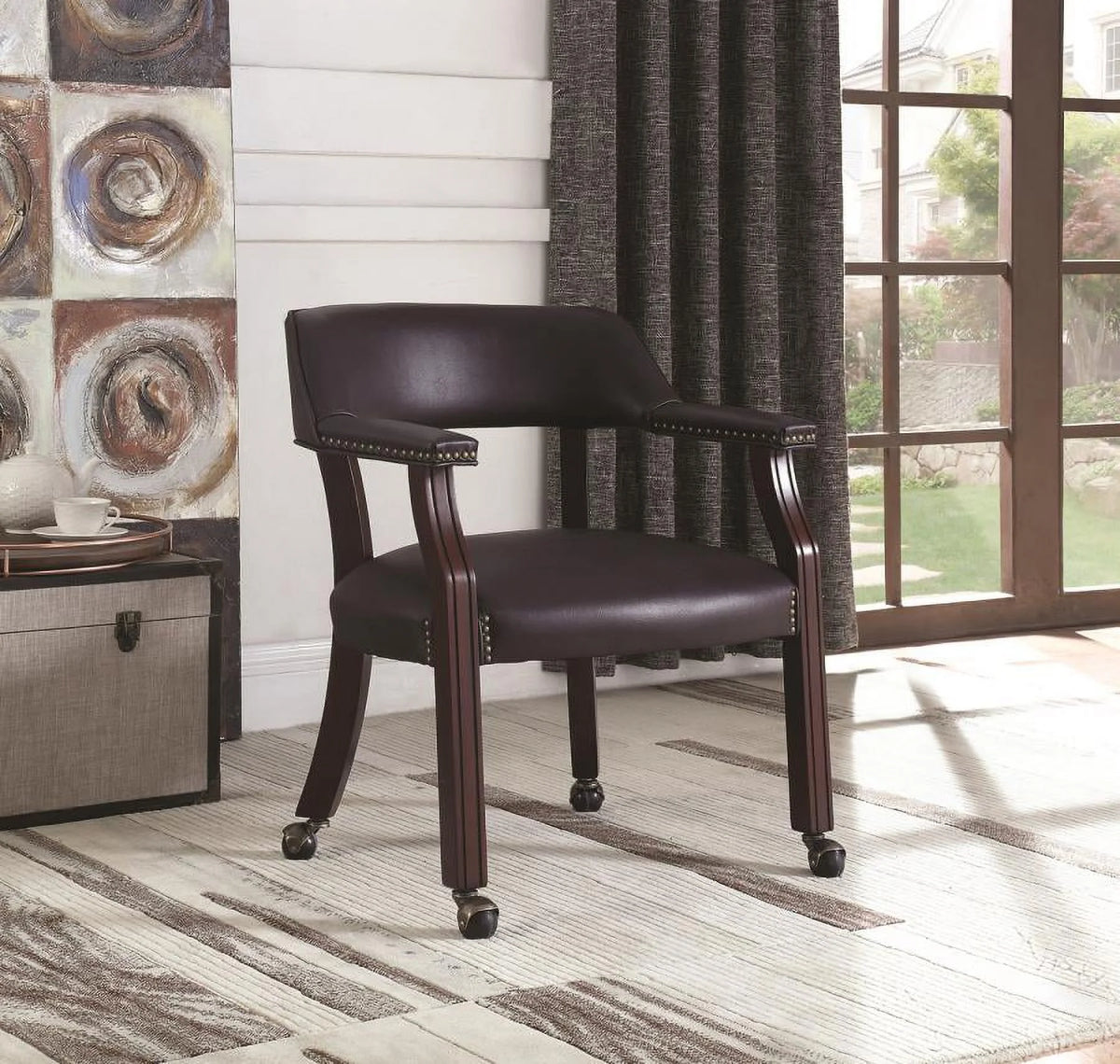 Faux Leather Home Office Chair with Casters N3619