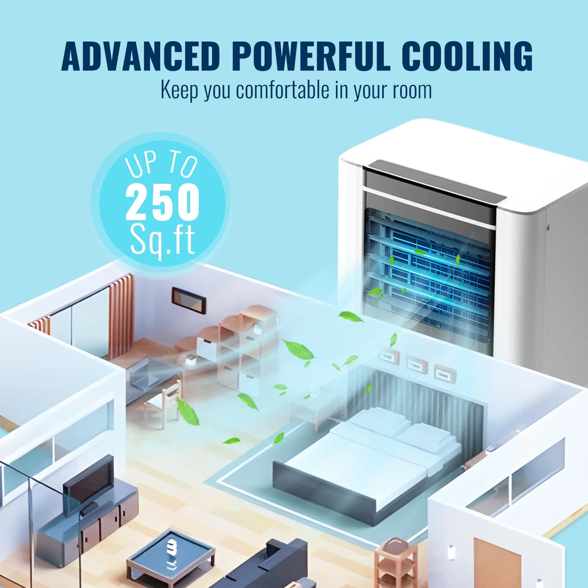 8000 Btu Portable Air Conditioner with Dehumidifier & Fan C3079