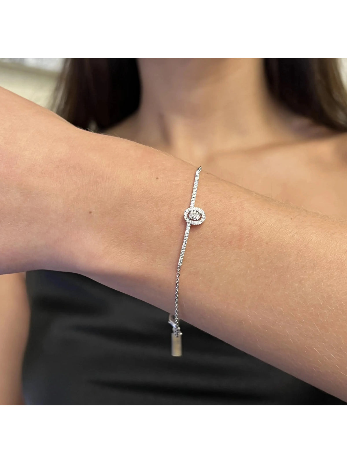 18K White Gold Diamond Chain Bracelet L214