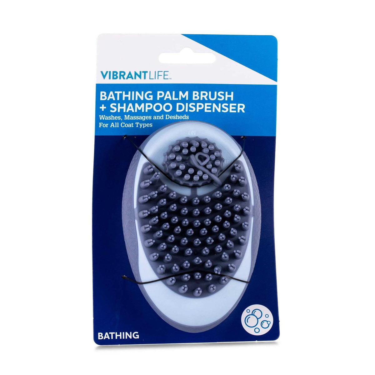Bathing Palm Pet Brush + Shampoo Dispenser Grooming Tool S94393