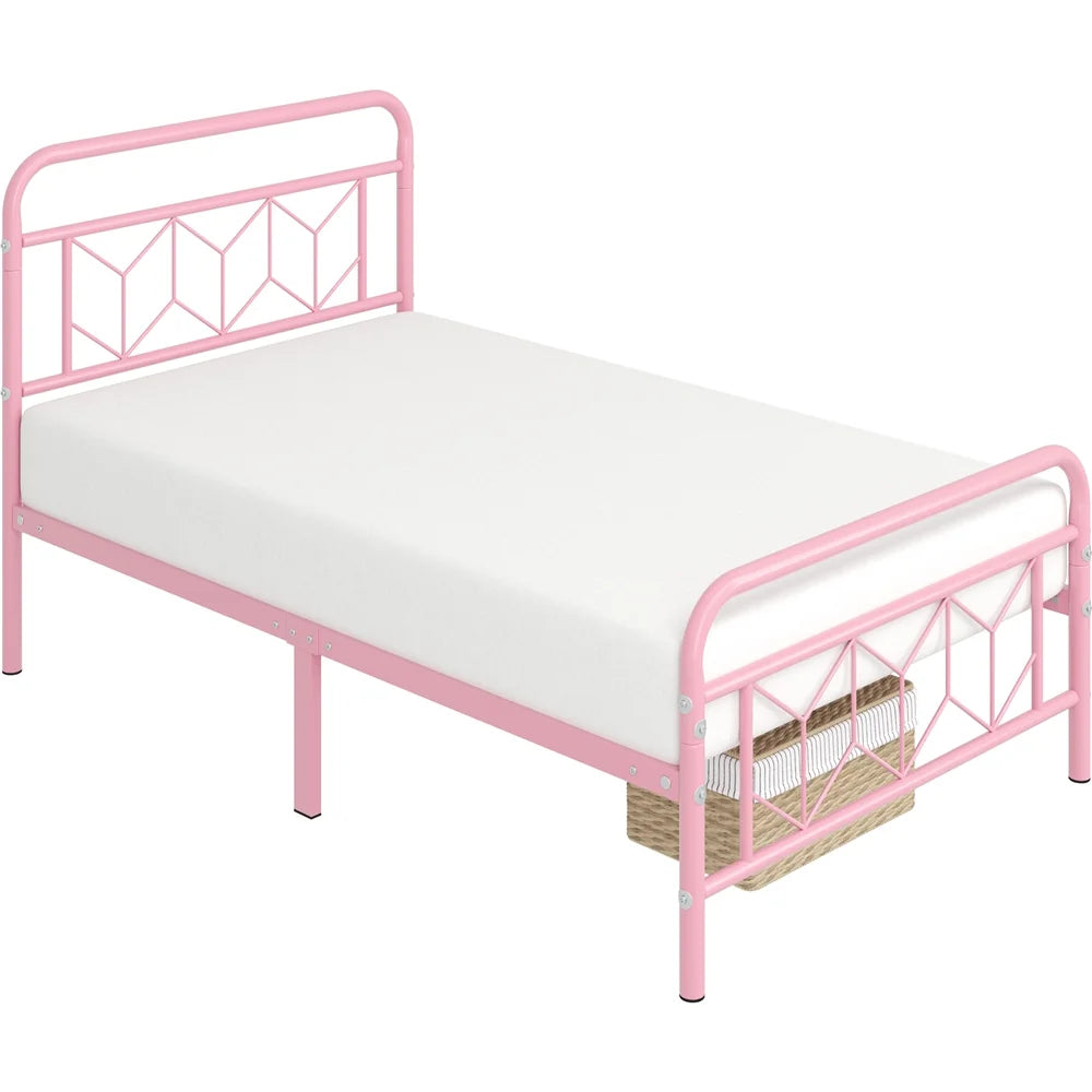 Pink Twin XL Metal Platform Bed I21145
