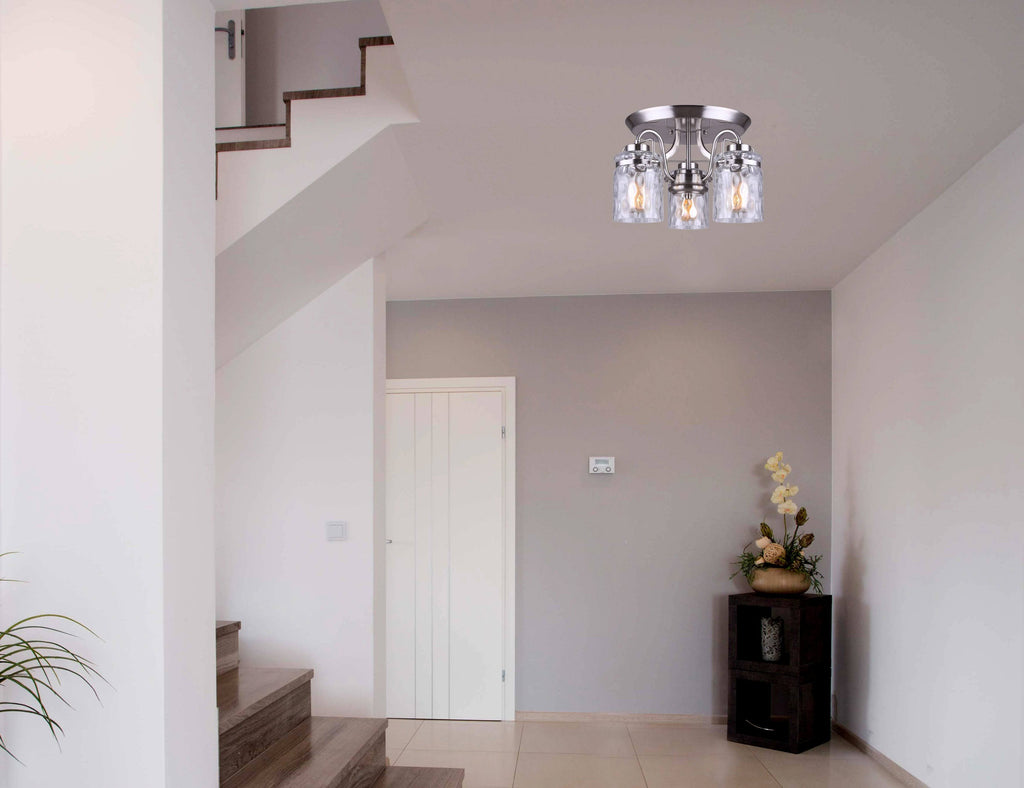 3 Light Semi-Flush Brushed Nickel A850